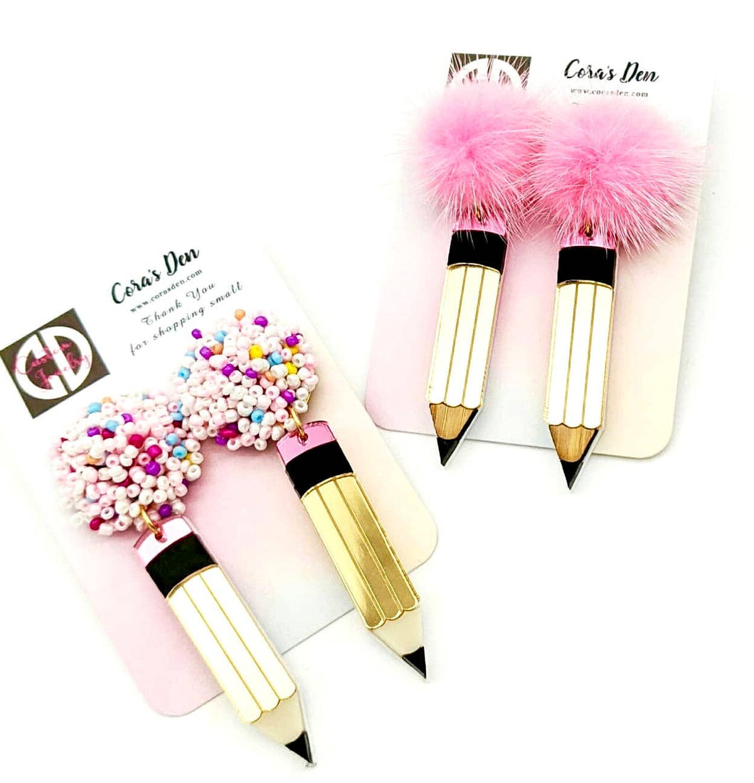 Cora's Den - Pencil Earrings: As Pictured Fur Top