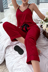 Red Dahlia Casual Ice Silk Camisole And Drawstring Pants Set