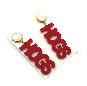 Cora's Den - Arkansas Razorback Earrings: Single Sample