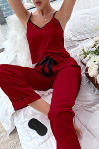 Red Dahlia Casual Ice Silk Camisole And Drawstring Pants Set