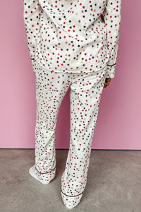 White Star Print Shirt and Drawstring Pants Pajama Set
