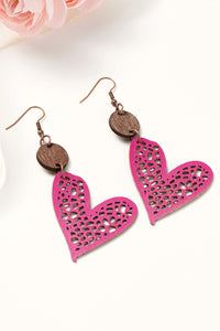 Light Pink Valentine Hollow Out Love Heart Dangle Earrings