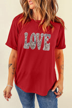 Red Valentine Sequined LOVE Letter Graphic Tee