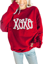Racing Red XOXO Print Drop Sleeve Pullover Sweatshirt