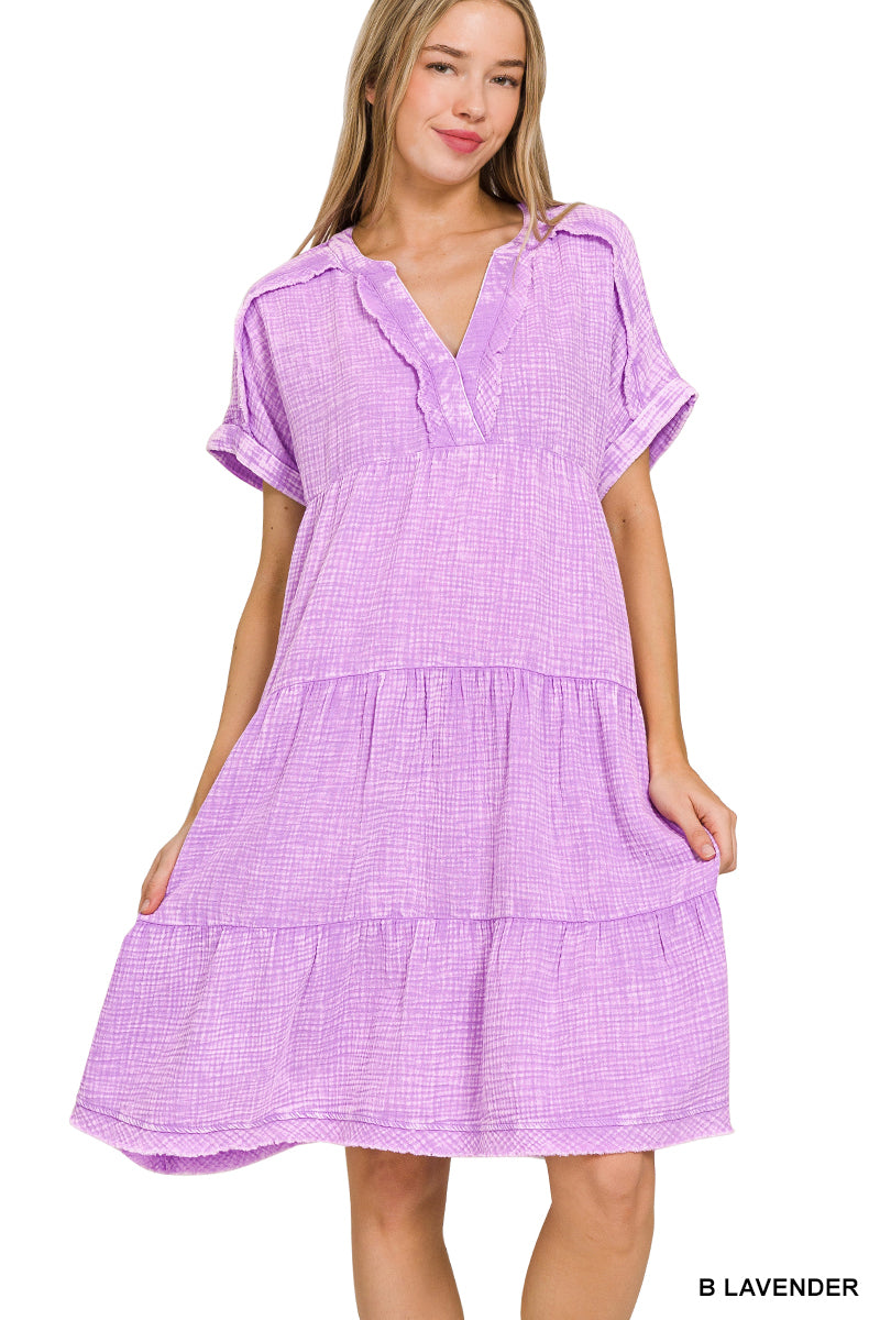 Washed Raw Edge Dress