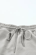 Gray 2Pcs Solid Textured Drawstring Shorts Set