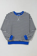 Sky Blue Stripe Contrast Edge Oversized Pullover