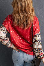 Red Bleached Leopard Heart Shaped Graphic Sweatshirt