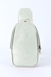 Gray Faux Leather Zipped Western Crossbody Sling Bag