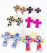 Audra Style - Cross Dangle Earring- Pink Red Dot-Religious