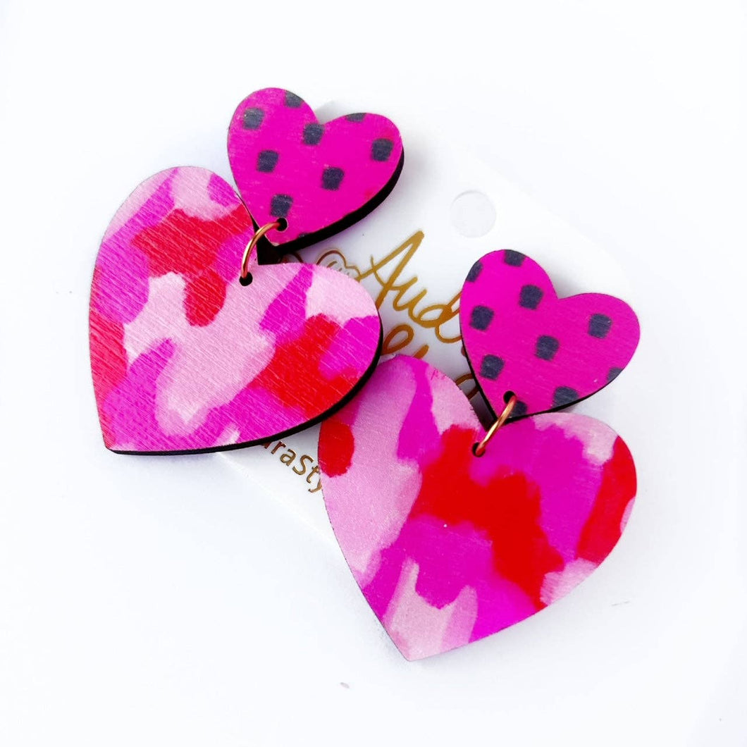 Audra Style - Valentine's Day Earring - Pink Abstract Hearts