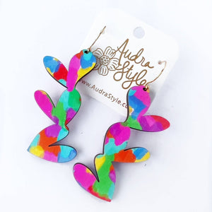 Audra Style - Valentine's Day Earring - Triple Hearts - Rainbow