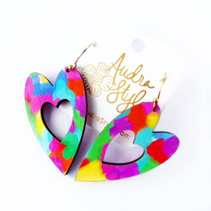 Audra Style - Valentine's Day Heart Dangle - Rainbow